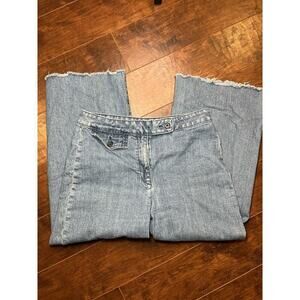 Point Sur Wide Leg Raw Hem Cropped Medium Wash Jeans Size 29